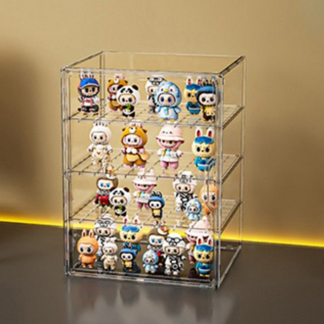다용도 가방 인형 피규어 보관함 4단 칸막이 대형(30 x 25 x 40 cm), 투명, 1개