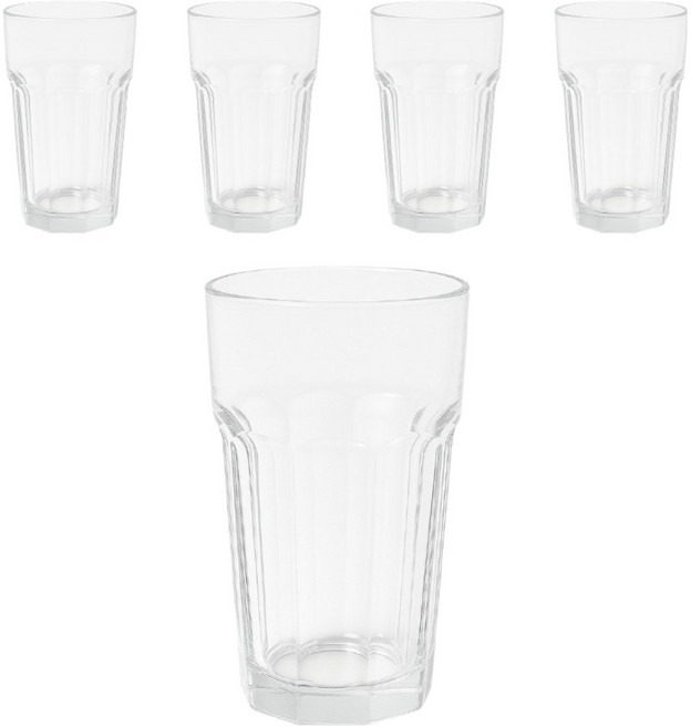 리빙메이트 플라스틱 팔각 물컵 420ml, 투명, 5개