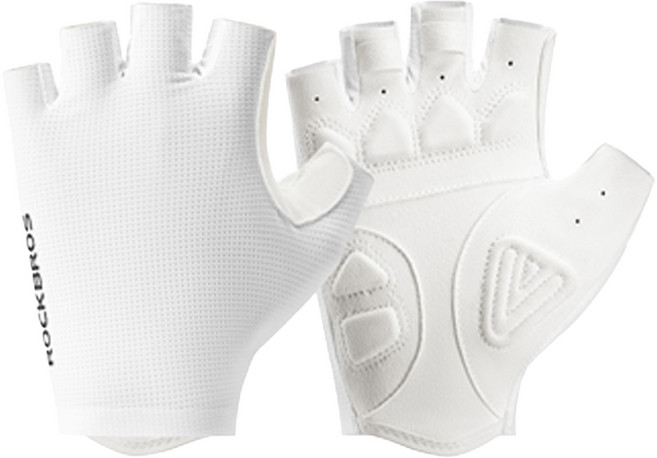 락브로스 충격흡수패드 미끄럼방지 자전거 스포츠 반장갑 양손착용 세트 S360, 화이트, 1세트
