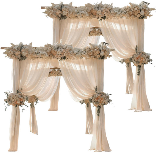 KODACHIEF 晚宴 派對 帳篷 婚禮 舞臺 拱門 窗簾 裝飾 香檳色 30 x 300 cm, 2個, 混色