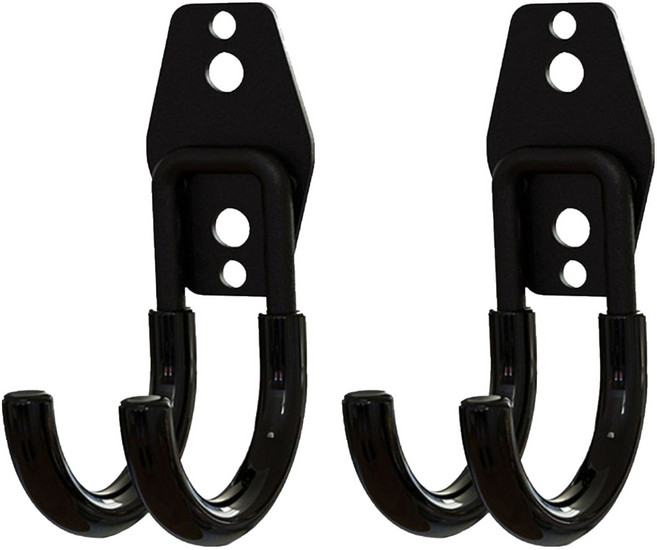 몰투데이 공간절약 벽 공구 후크 걸이대 소(40 x 115 x 68 mm), 04 블랙, 2개