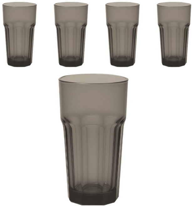 리빙메이트 플라스틱 팔각 물컵 420ml, 스모그, 5개