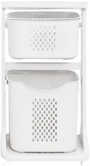 올유리빙 베이직 스윙 2단 빨래바구니, 화이트