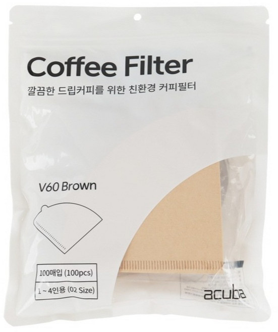 아쿠바 커피필터 V02 브라운, 1개, 100개입