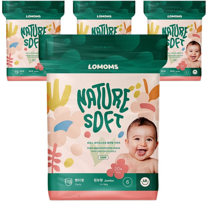로맘스 네이처소프트 팬티형 기저귀 점보형, 6단계, 80매