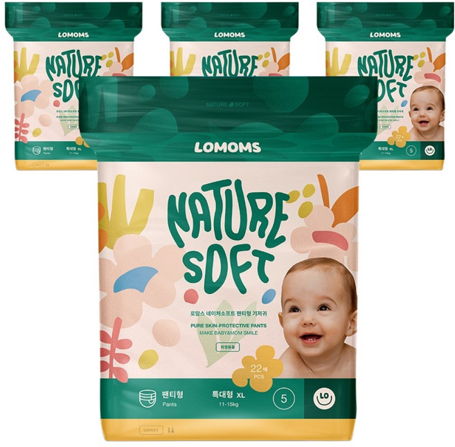 로맘스 네이처소프트 팬티형 기저귀 특대형, 5단계, 88매