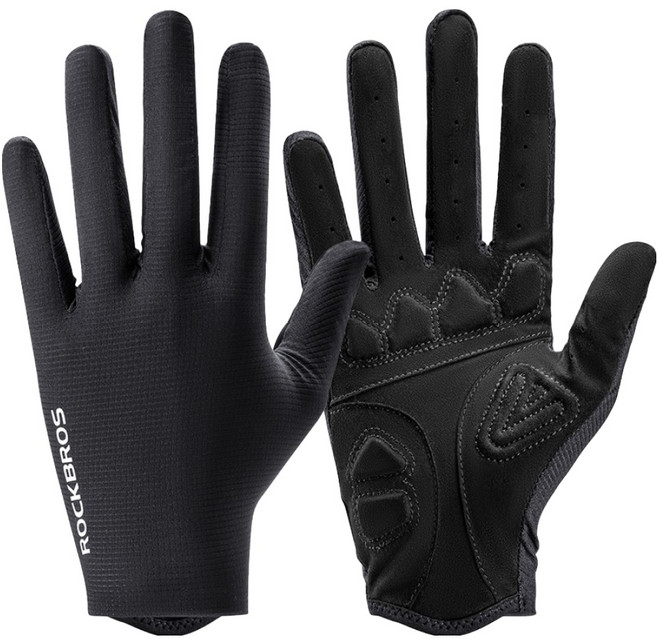 락브로스 충격흡수패드 스마트폰터치 자전거 장갑 양손착용 세트 S396-1, 블랙, 1세트