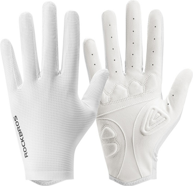 락브로스 충격흡수패드 스마트폰터치 자전거 장갑 양손착용 세트 S396-1, 화이트, 1세트