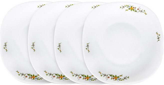 바칠레 야생화 강화유리 사각접시, 4개