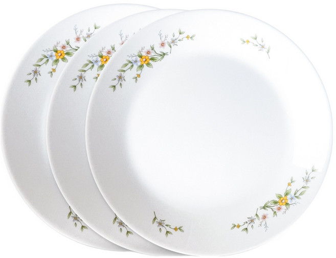 바칠레 야생화 강화유리 원형접시, 3개