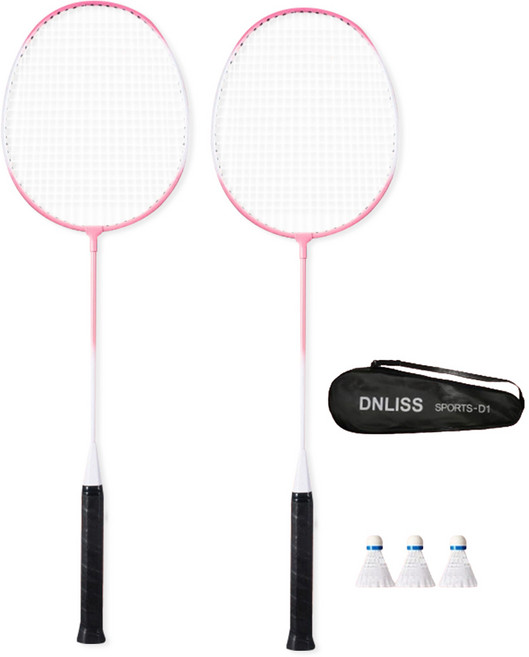 마메 스포츠 배드민턴 라켓 2p + 셔틀콕 3p + 라켓 가방 1p 세트, 핑크, 1세트