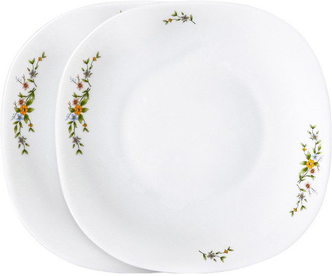 바칠레 야생화 강화유리 사각접시, 2개