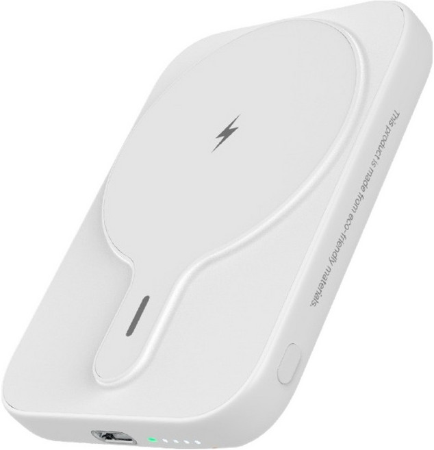 보바 고속 무선충전 맥세이프 보조배터리 20W 5000mAh, 화이트, VA-101