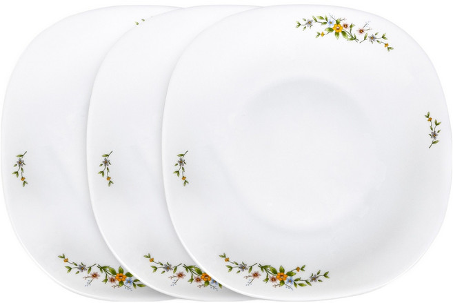 바칠레 야생화 강화유리 사각접시, 3개