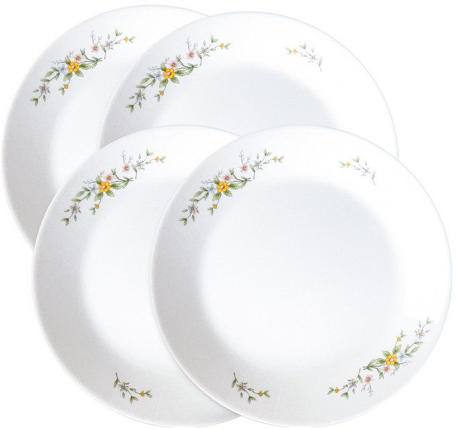 바칠레 야생화 강화유리 원형접시, 4개