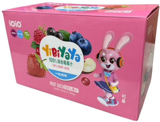 十全 iOiO 食在愛我 YiBiYaYa 一比呀呀 100%綜合莓果汁15件組, 100ml, 15袋