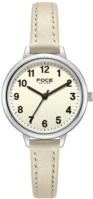 포체밀라노 여성용 원형 아리비아 문자판 가죽시계