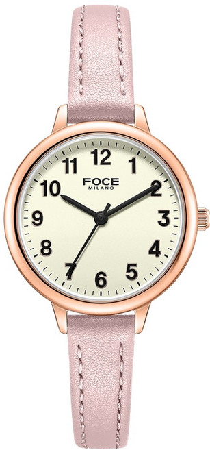 포체밀라노 여성용 원형 아리비아 문자판 가죽시계