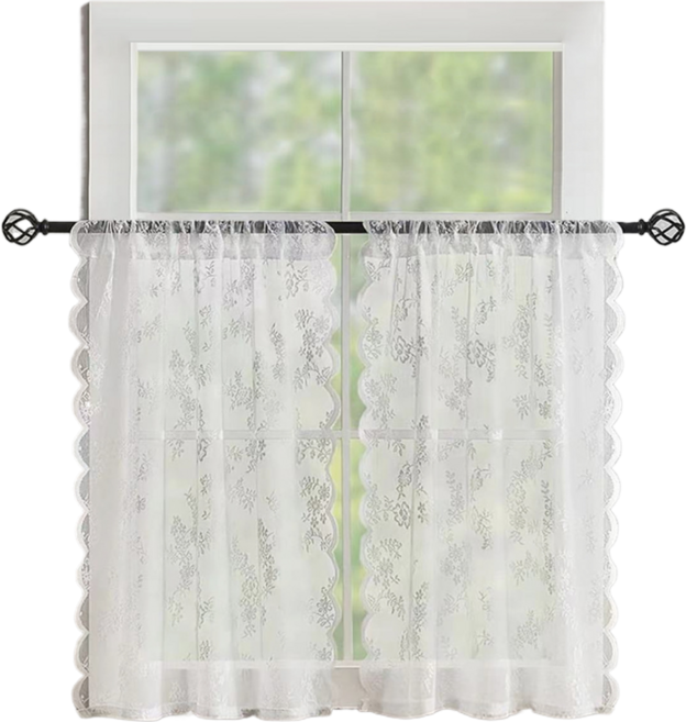 소요상회 레이스 거즈 세미 플라워 가림막 커튼