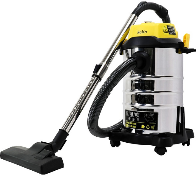 Kolin 歌林 不鏽鋼桶乾濕吹吸塵器 KTC-UD1808 18L, 銀色 + 黃色