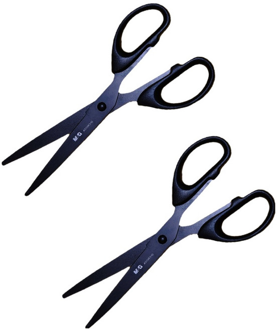 엠앤지 블레이드 사무용 가위, 블랙, 2개