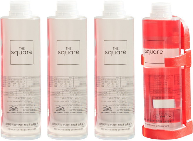 더스퀘어 투척용 강화액 초기진압 소화용구 + 거치대 세트 4p, 1세트, 600ml