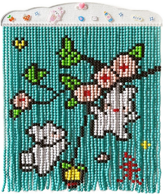 타미나요 레트로 DIY 비즈발 8mm 구슬 2 500개 비즈커튼 만들기 세트, 토끼, 1세트