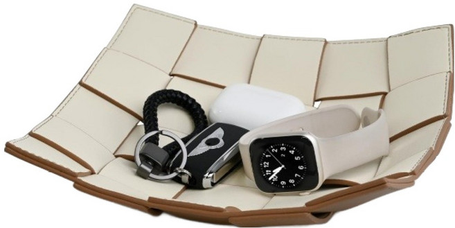 인조가죽 짜임 현관 악세사리 트레이 MW0047, 화이트브라운