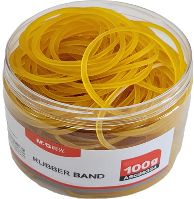 엠앤지 고무줄 고무밴드 45 x 1.5mm 100g + 케이스 세트, 노란, 1세트