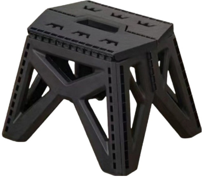 아워웍스 휴대용 접이식 스툴 캠핑 낚시 보조 미니 의자, 블랙, 1개