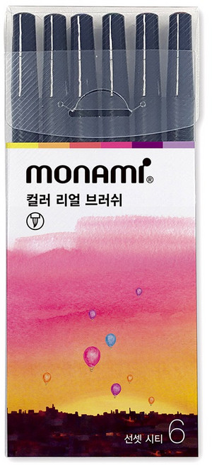 모나미 컬러 리얼 브러쉬 6색 세트, 선셋 시티, 1세트
