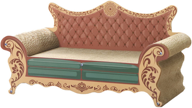 復古綠色貴妃椅貓抓板, 1個, 綠色