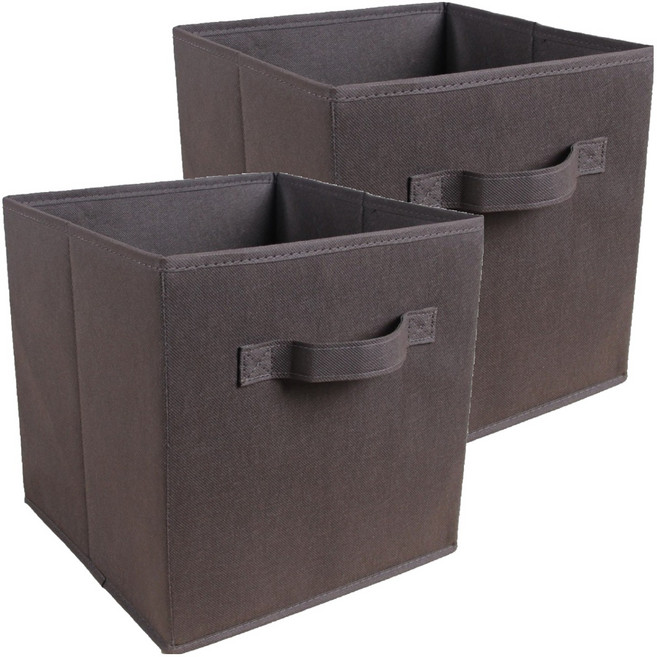 푸르른 접이식 부직포 수납박스, 다크그레이, 2개