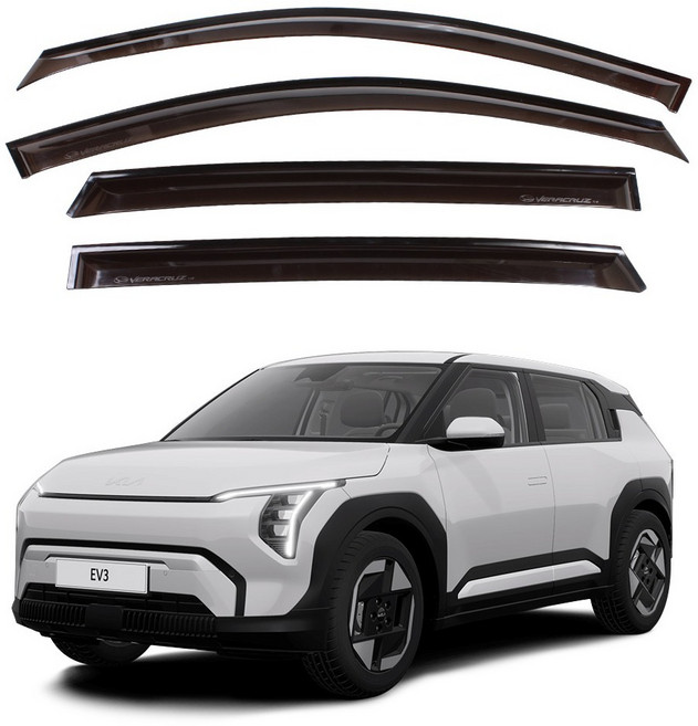 스모그 차량용 썬바이저 4p 세트, 기아 EV3, 투명블랙