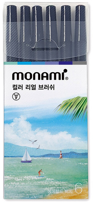 모나미 컬러 리얼 브러쉬 6색 세트, 에메랄드 비치, 1세트