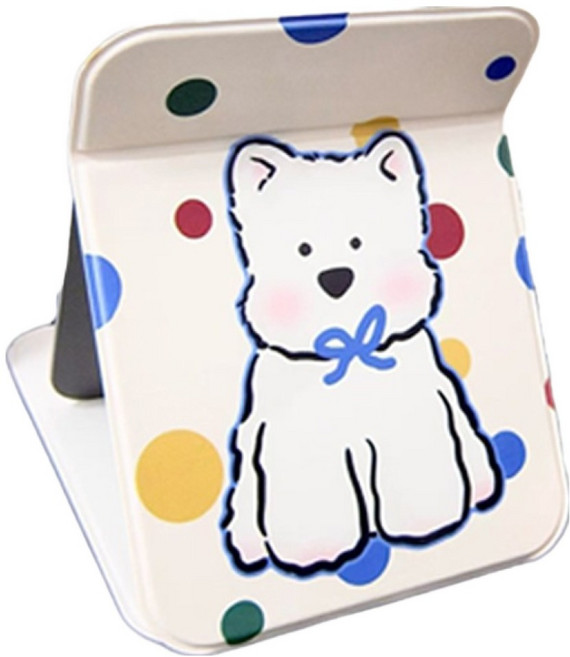 컬러풀 도트 접이식 탁상거울 L, 강아지