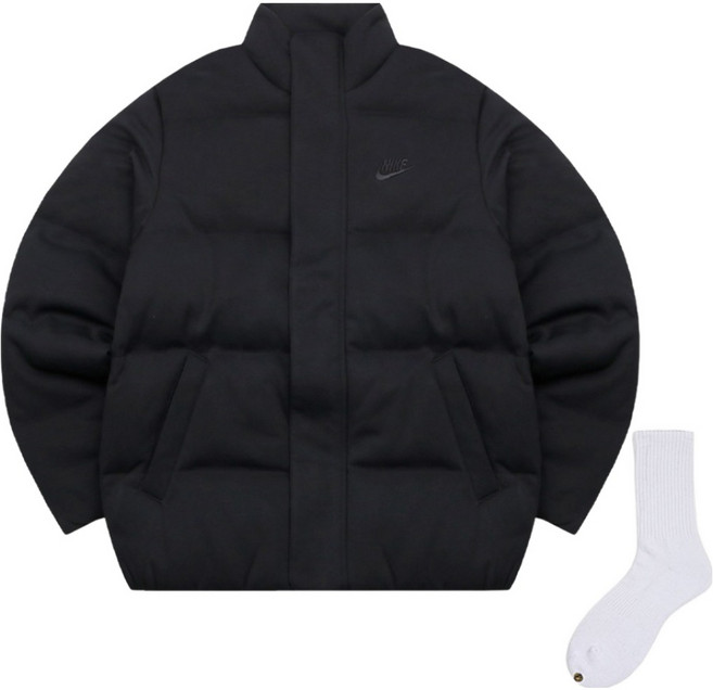 나이키 남성용 NSW 오버사이즈 패딩 자켓 FB7855-010 + 웰던 양말 세트