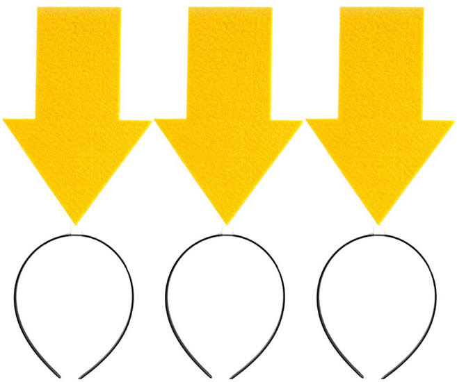 파티쇼 화살표 머리띠, 옐로우, 3개