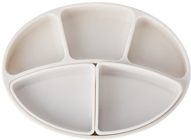 블루마마 흡착식판 + 나눔플레이트 2종 세트, 크림, 1세트