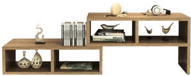 彬彬小鋪 伸縮電視櫃, 淺胡桃色