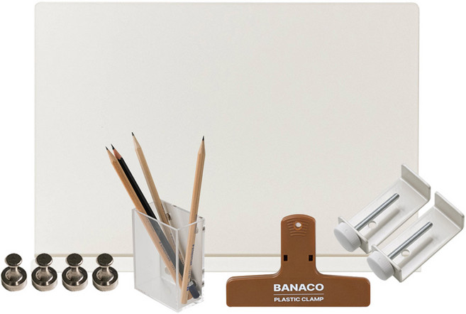 바나코 이지 클램프 데스크 파티션 + 클램프 집게 + 아크릴 펜꽃이 S + 마그네틱 기본핀 4p 세트, 브라운(집게)