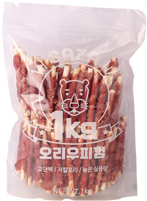 사자 강아지 대용량 실속형 간식, 오리우피껌, 1kg, 1개