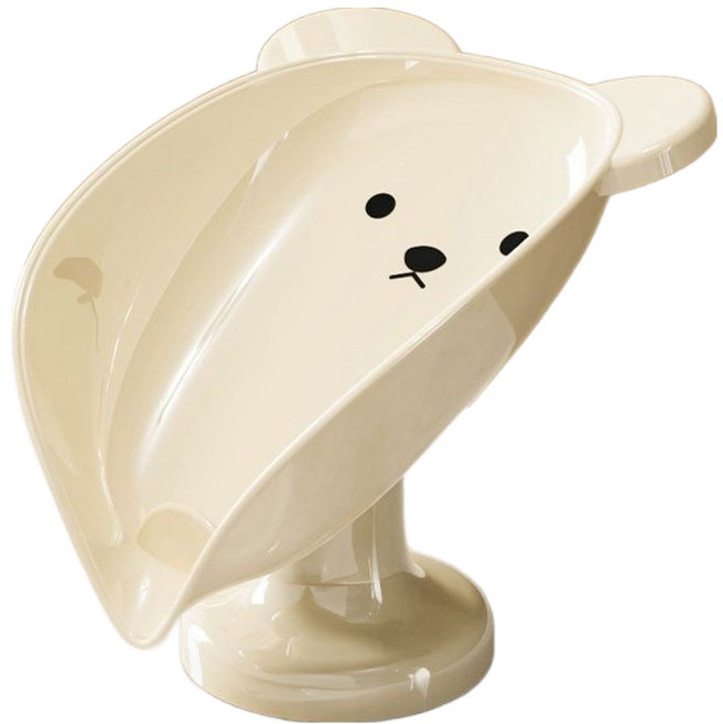 곰돌이 물빠짐 비누 받침대, 1개, 크림