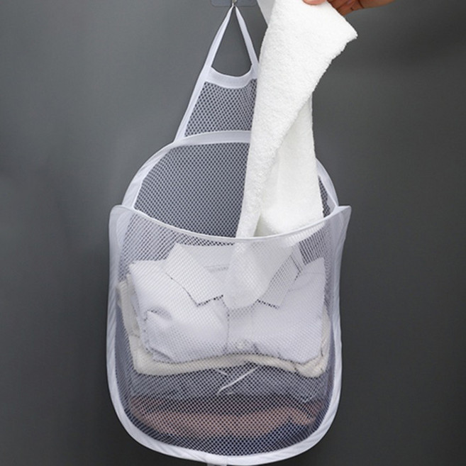 디오셀 걸이형 접이식 빨래 바구니, 화이트