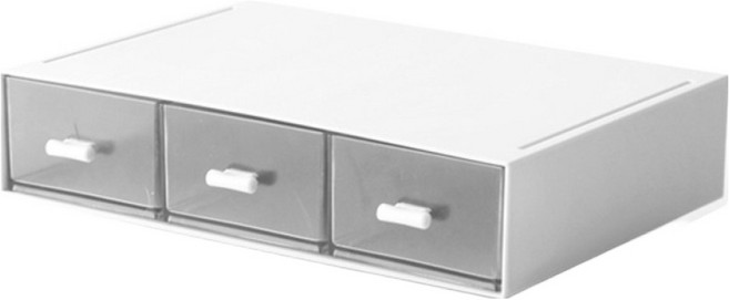 디오셀 탁장용 멀티 미니수납함 3구, 화이트 + 투명, 1개