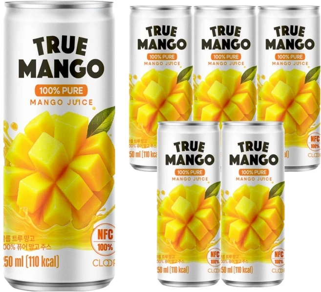 클룹 트루망고 100% 퓨어 주스, 6개, 250ml - 쿠팡