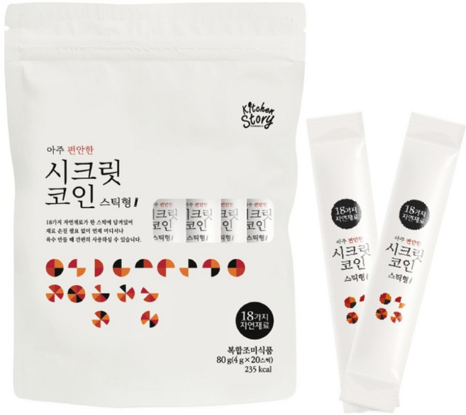 키친스토리 아주 편안한 시크릿코인 스틱형 분말육수, 80g, 1개