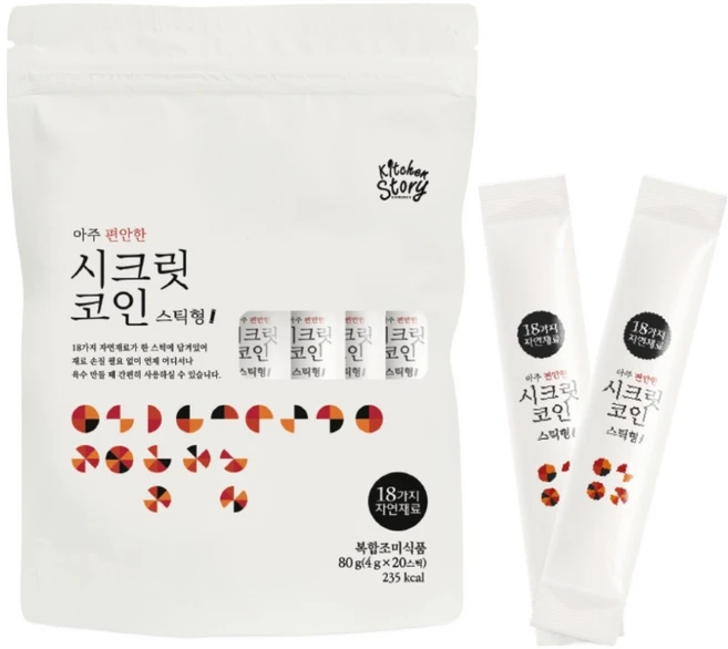 키친스토리 아주 편안한 시크릿코인 스틱형 분말육수, 80g, 1개 - 쿠팡