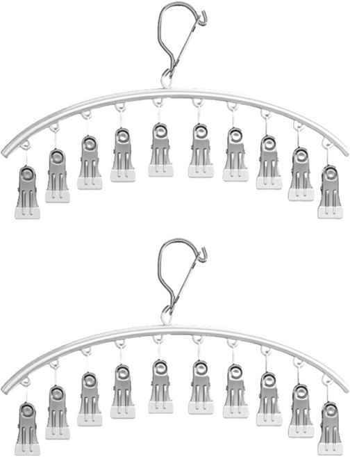 디오셀 집게형 옷걸이 10클립, 화이트, 2개
