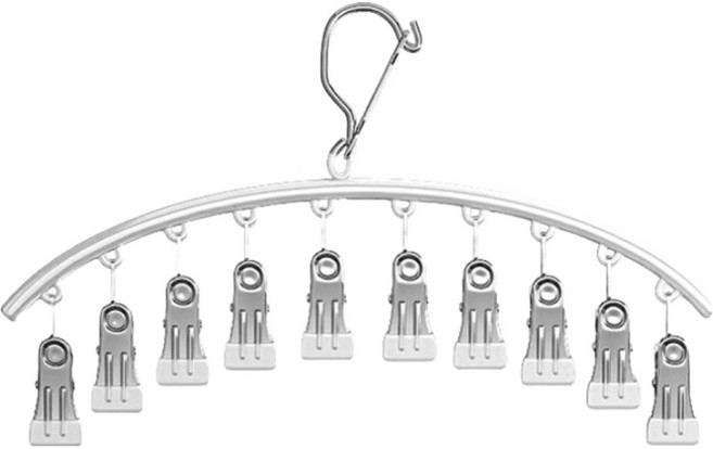 디오셀 집게형 옷걸이 10클립, 화이트, 1개